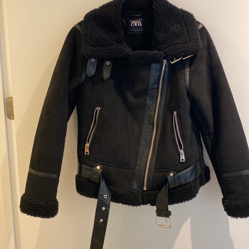 Zara Sherpa suede black jacket